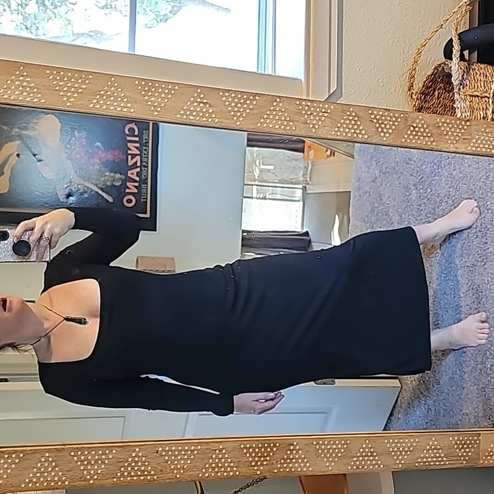 STUNNING LONG SLEEVE LINED CROTCHLESS MAXI TUBE DRESS